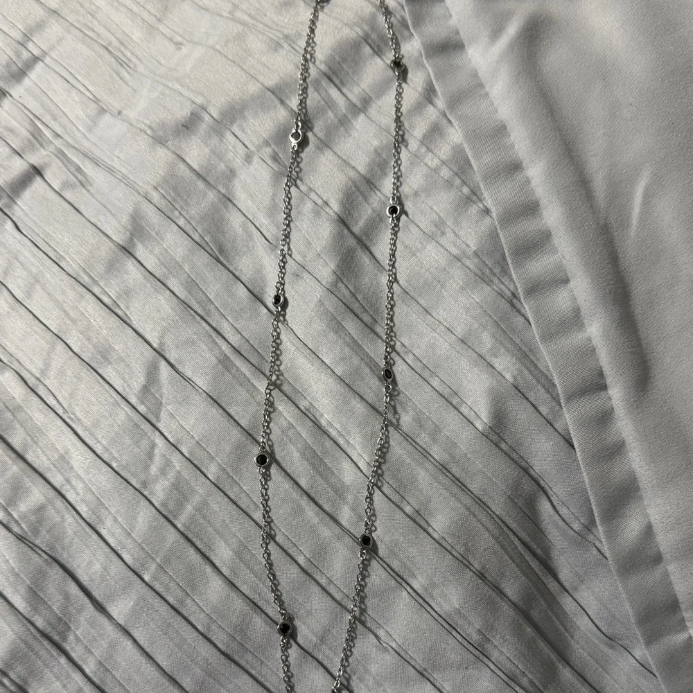 Frieda Rothman SS Necklace with Crystal Accents about 18 to 20 in with a dusty - Picture 2 of 4